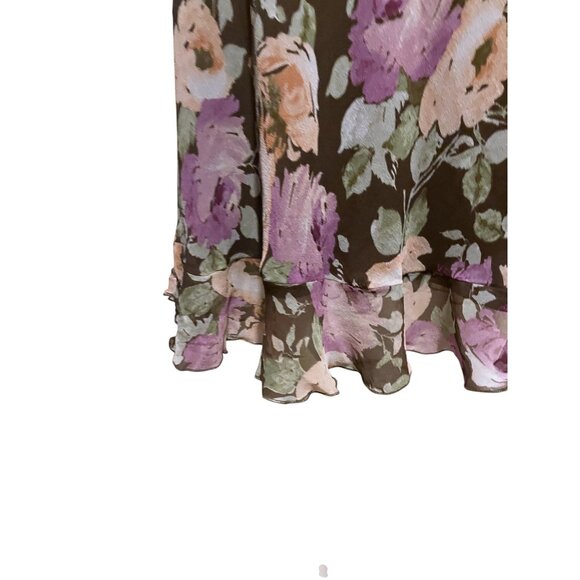 Y2K Silk Midi Dress 10 Bias Cut Ruffle Sleeveless Fairy Whimsygoth 100% Silk - Picture 4 of 9